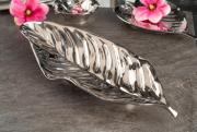 Talerz srebrny liść dekoracyjny 43 cm FIORD