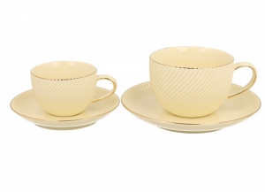 ECRU Filiżanki espresso ze spodkami 120 ml komplet 2 szt. ICE CREAM