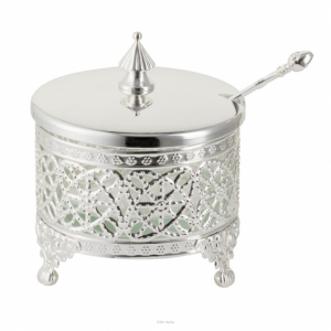 Cukiernica posrebrzana z łyżeczką wysokość 11 cm SILBER