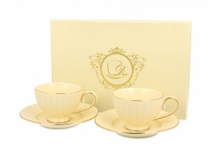 ECRU Filiżanki espresso ze spodkami 120 ml komplet 2 szt. NINA