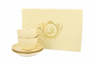 ECRU Filiżanki espresso ze spodkami 120 ml komplet 2 szt. ICE CREAM