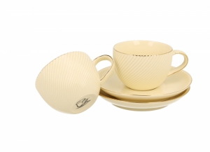 ECRU Filiżanki espresso ze spodkami 120 ml komplet 2 szt. ICE CREAM