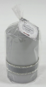 Świeca Crystal Black szara walec średni 14cm
