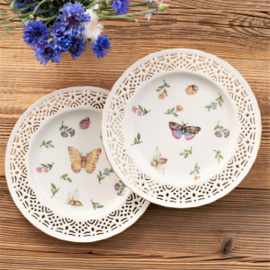 Talerzyk deserowy porcelanowy ażurowy 19 cm LEDA IVORY
