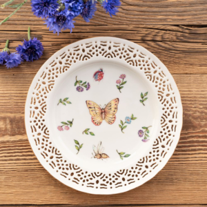 Talerzyk deserowy porcelanowy ażurowy 19 cm LEDA IVORY