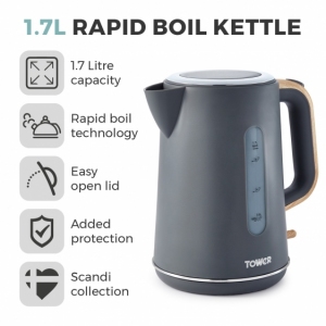 Czajnik Scandi 1,7L Grey/Wood