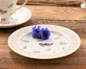 Talerzyk deserowy porcelanowy ażurowy 19 cm LEDA IVORY