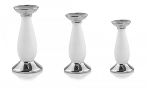 Świecznik ceramiczny White & Silver 32H