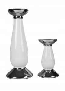 Świecznik ceramiczny White & Silver 32H