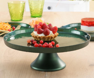 Patera na tort szklana zielona 28 cm MARISA