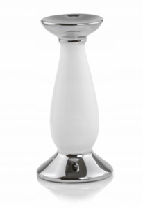 Świecznik ceramiczny White & Silver 32H