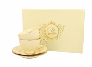 ECRU Filiżanki espresso ze spodkami 120 ml komplet 2 szt. NINA
