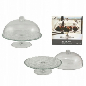 Patera szklana z kloszem 29 cm