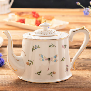 Dzbanek do herbaty porcelanowy dekorowany 850 ml LEDA IVORY